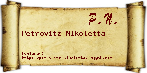 Petrovitz Nikoletta névjegykártya