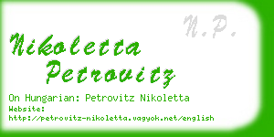 nikoletta petrovitz business card